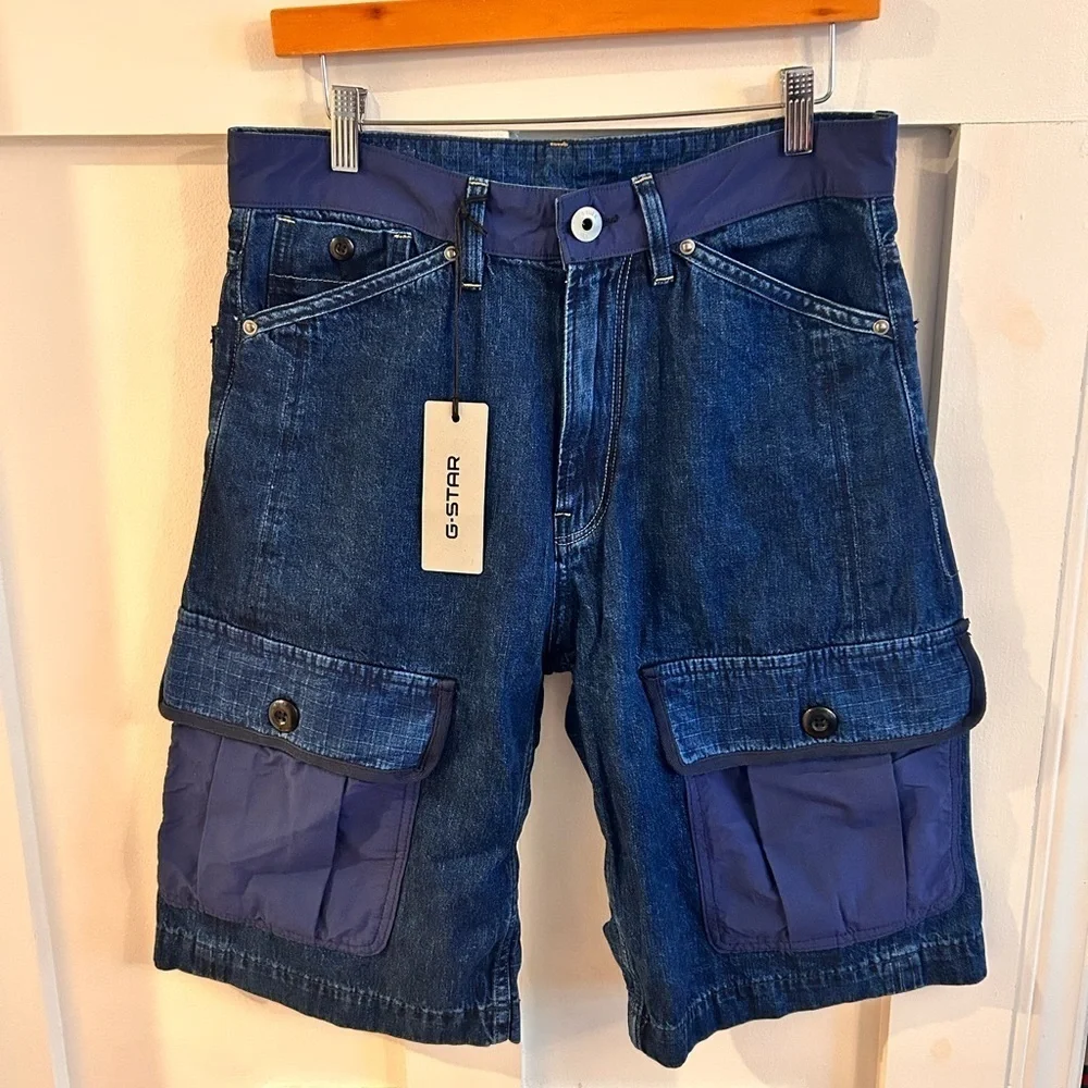 G-Star Men's Dark Blue Cargo Shorts